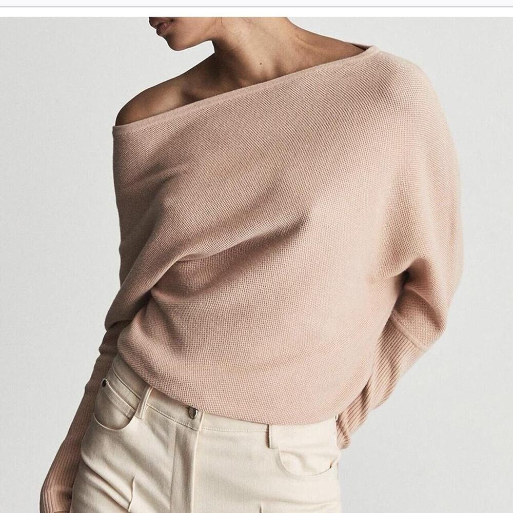 Reiss Pink Off-the-Shoulder Sweater